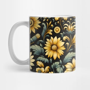 Yellow Floral Illustration Mug